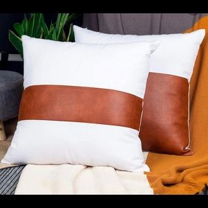 SET of 2 LEATHER-Feel Toss Pillow Covers URBANSTRIVE New!